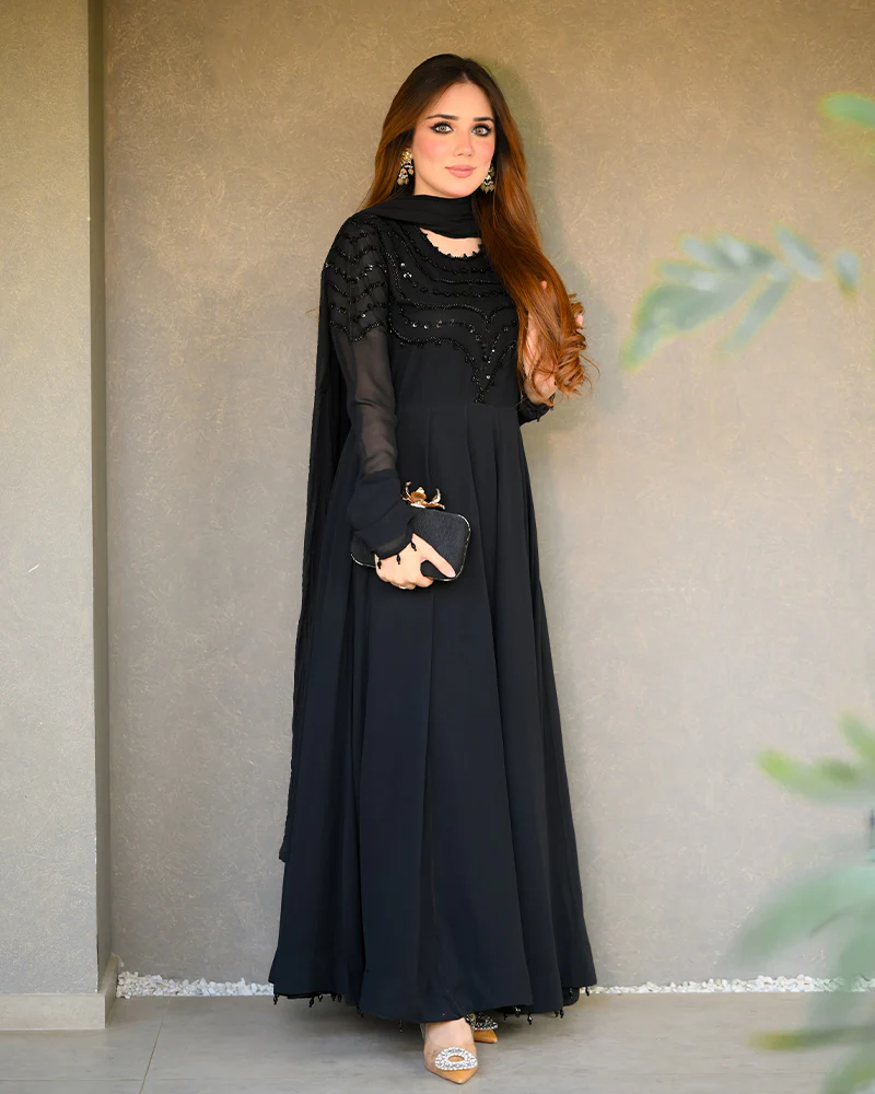 Black Chiffon Sparkle Maxi