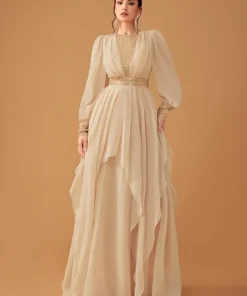 Golden Chiffon & Sequin Maxi