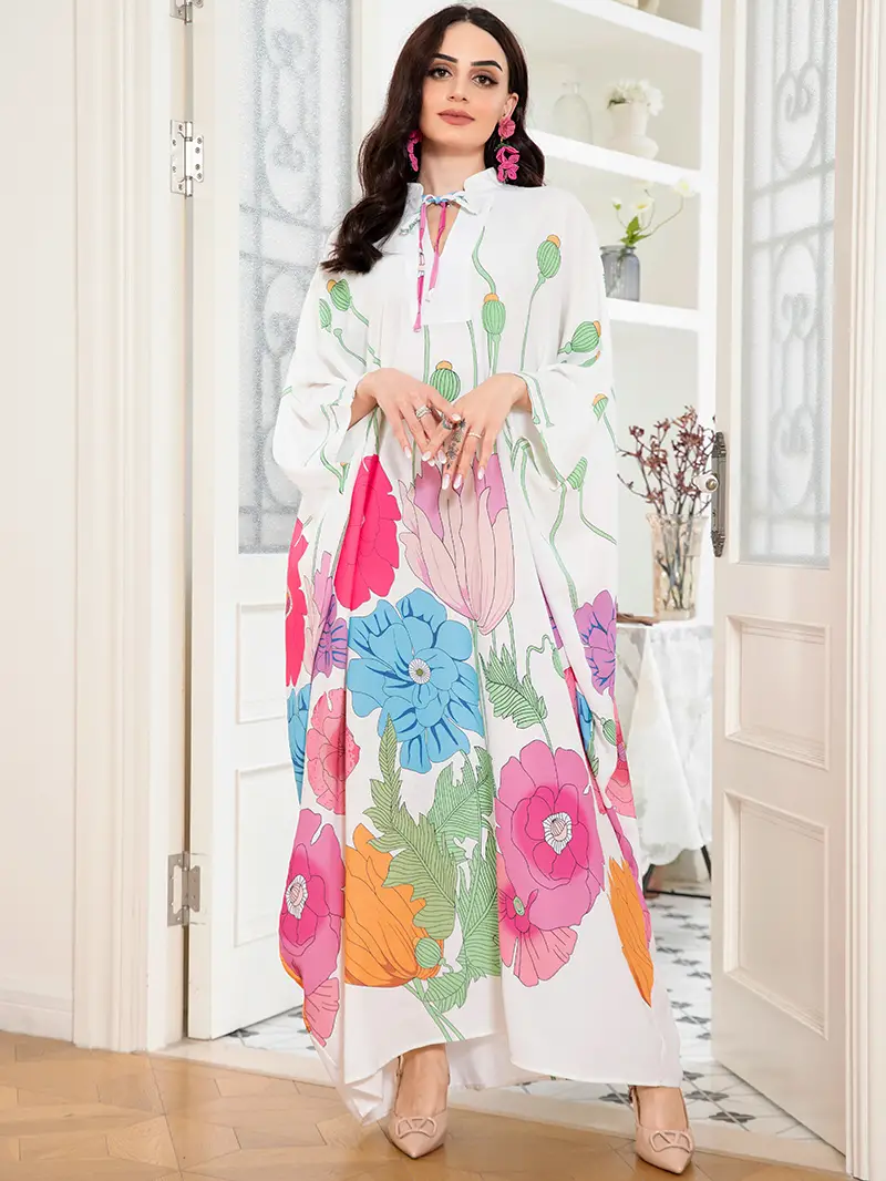 White Arabic Floral Print Outfit
