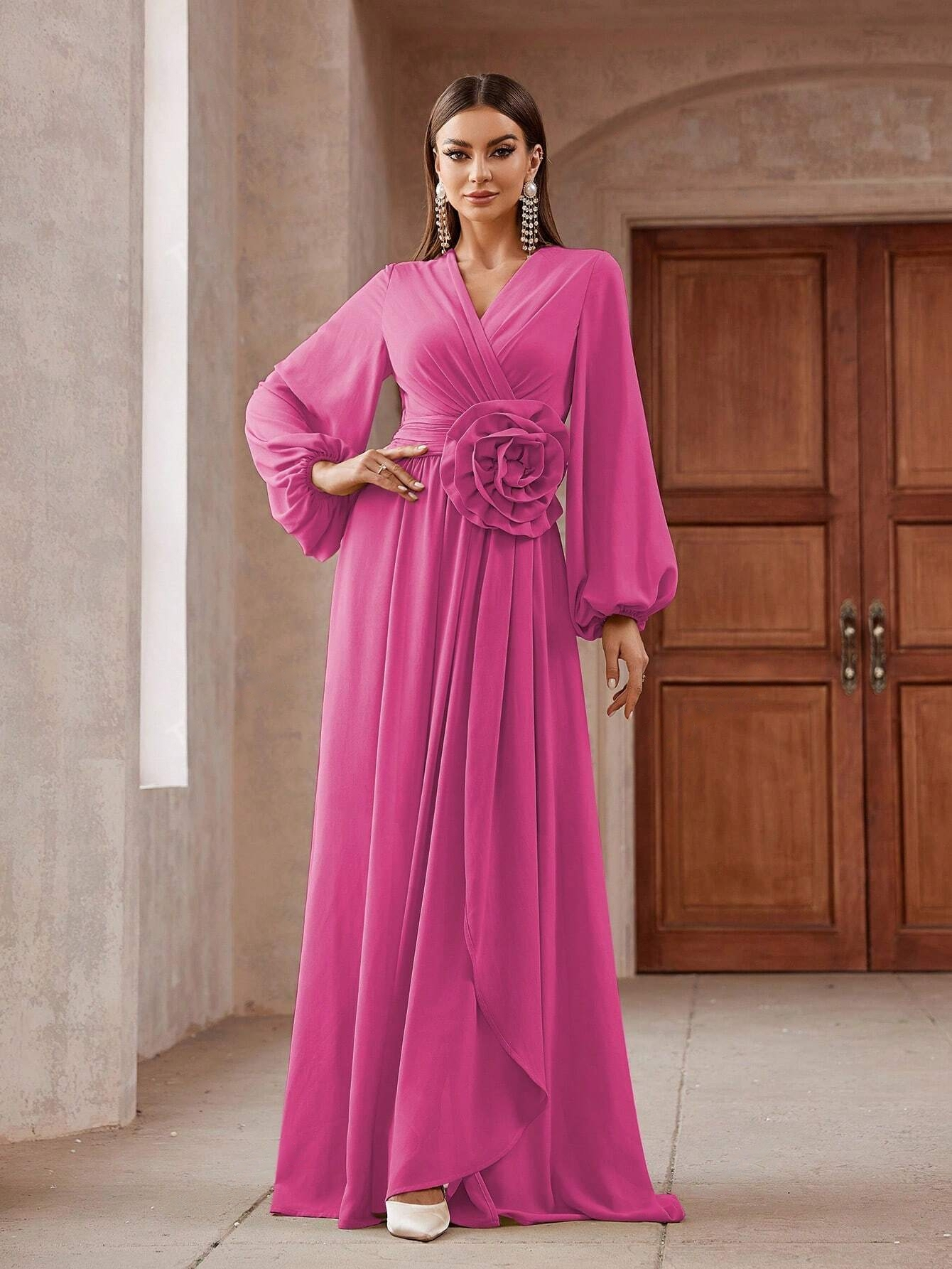Pink 3D Flower Decoration Maxi