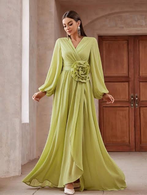 Green  3D Flower Decoration Maxi