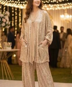 Women's Cream Sequin Party Co Ord Set