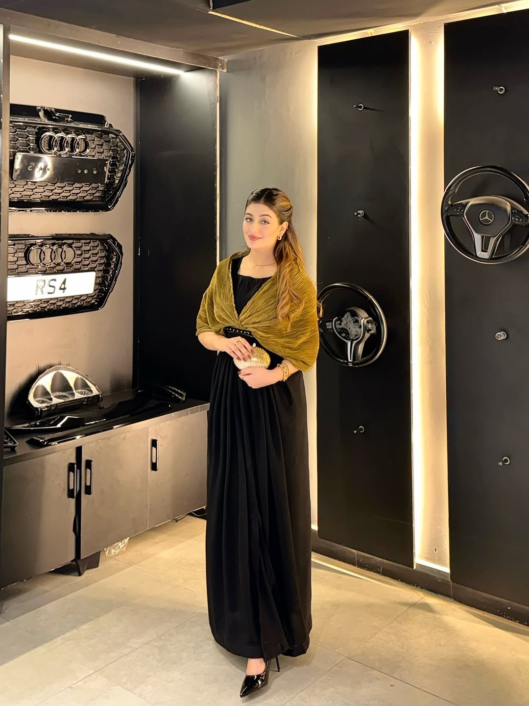 Black & Copper Crumble Dress