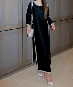 Black Stylish Cuts Trending Dress ( 2 pc )