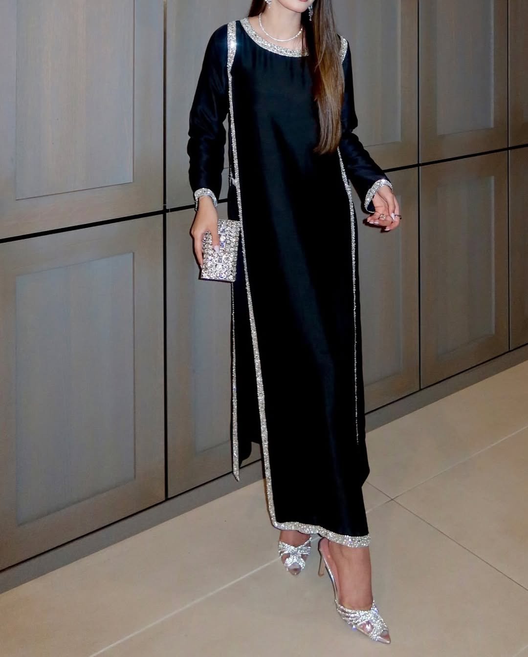 Black Stylish Cuts Trending Dress ( 2 pc )