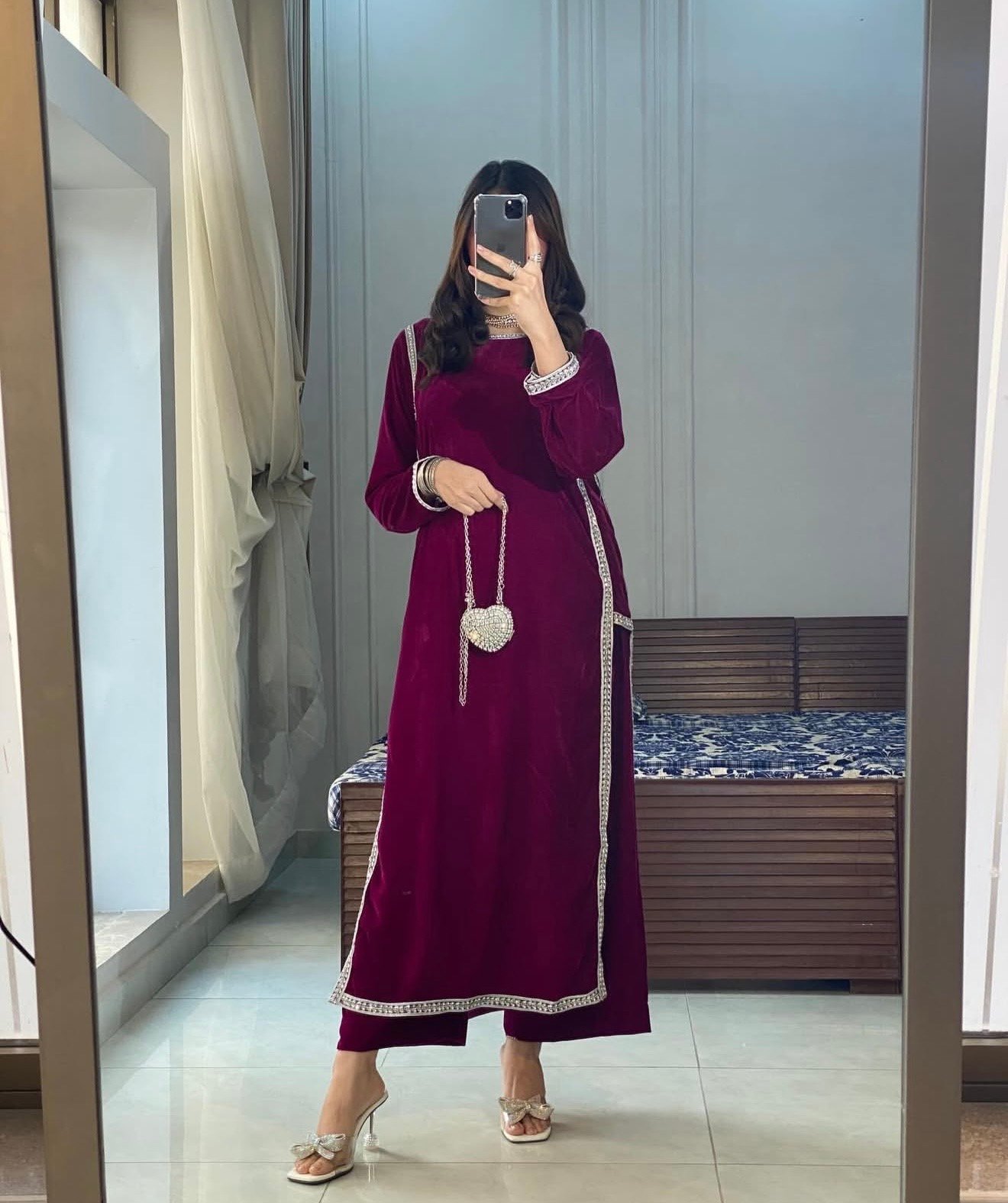 Maroon Stylish Cuts Trending Dress