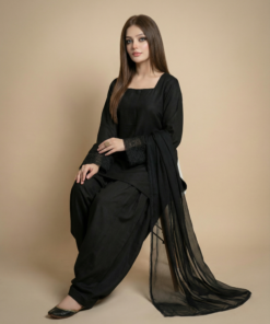 Black Stylish Farshi Dress (03 Piece)