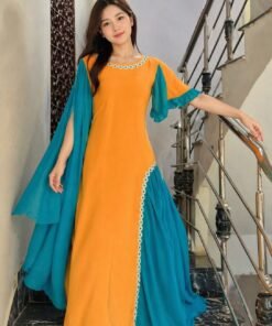 Color Contrasted Stylish Cuts Dress