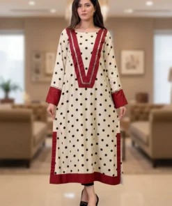 Polka Long Shirt With Red Detailing