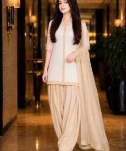 Beige Stylish Dress ( 3 pc )