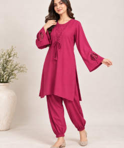 Magenta Grace Leaf Co_Ord Set